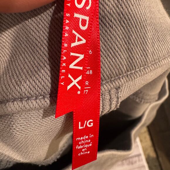 SPANX Jean-ish Cropped Leggings Slate Gray Shaping Pull On Pockets Size L NWT - Picture 4 of 11